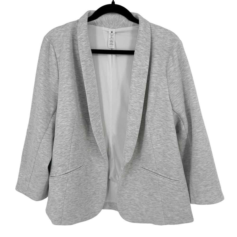 Yogalicious Bentley Scuba Knit Blazer Womens Sz XL Heather Grey 3/4 Sleeves